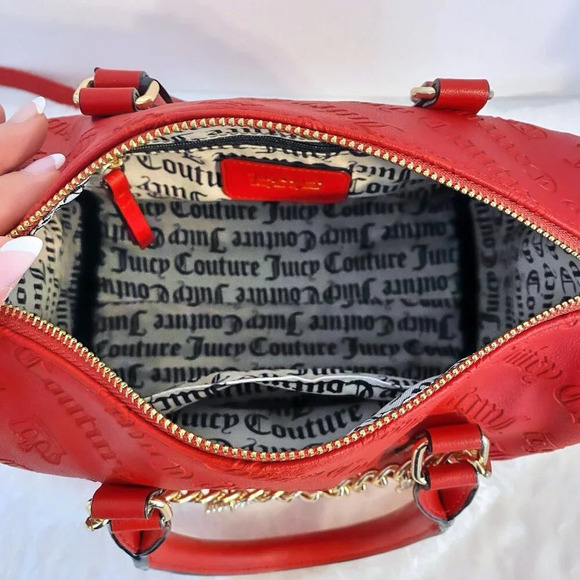 Juicy Couture Red Gothic Logo Not Your Babe Satchel Bag Purse New - Picture 10 of 12